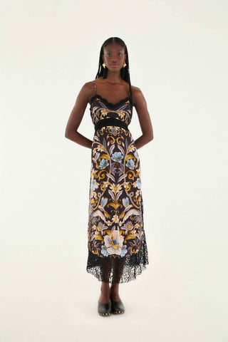 Snake Garden Black Midi Dress