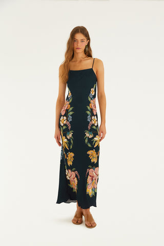 Maira Floral Dark Blue Maxi Dress