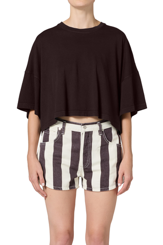 Crop Cape Tee In Chocolate