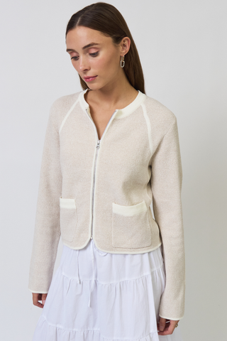 Celeste Tweed Yarn Zip Up