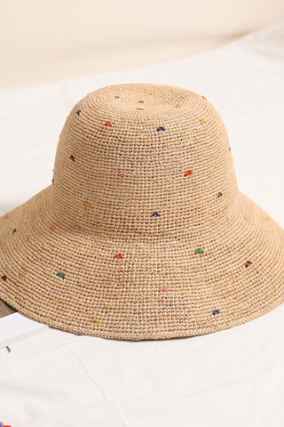Colorful Dots Raffia Bucket Hat