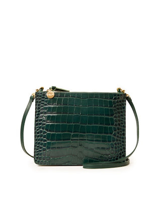 Margot Double Sac Bretelle Autumn Croco in Deep Pine