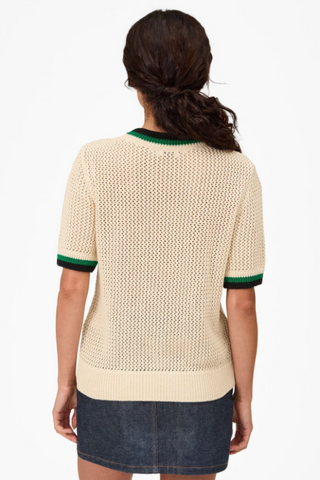 Luc Knit Tee in Cream w/ Green & Black Le Vibe