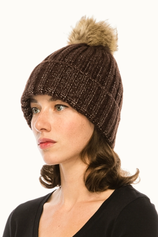 Ribbed Metallic Sparkle Beanie