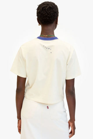 Le Caree Tee in Cream w/ Navy Block Ciao