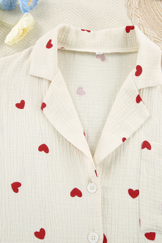 Heart Print Pajama Loungewear Set