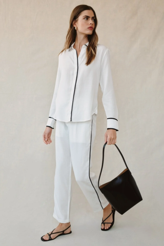 Contrast Trim Long Sleeve Pullover