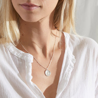 Silver Compass Coin Necklace