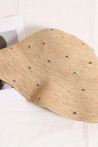 Colorful Dots Raffia Bucket Hat