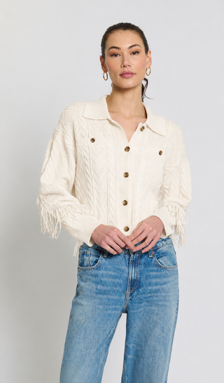 Phoebe Cable Fringe Sweater Cardigan