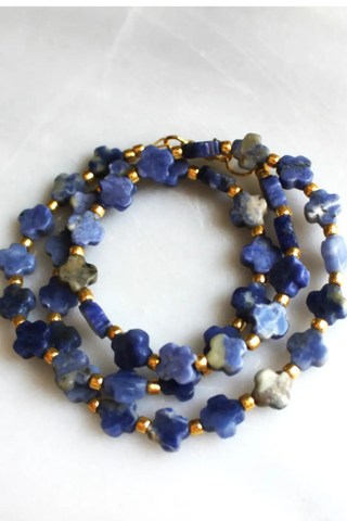 Lapis Clover Beaded Necklace