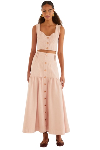 Bisne Twill Midi Skirt