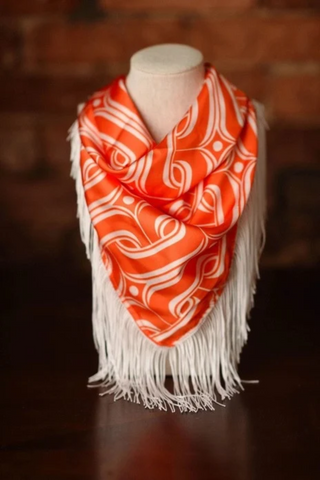 Game Day Fringe Scarf - Orange And White
